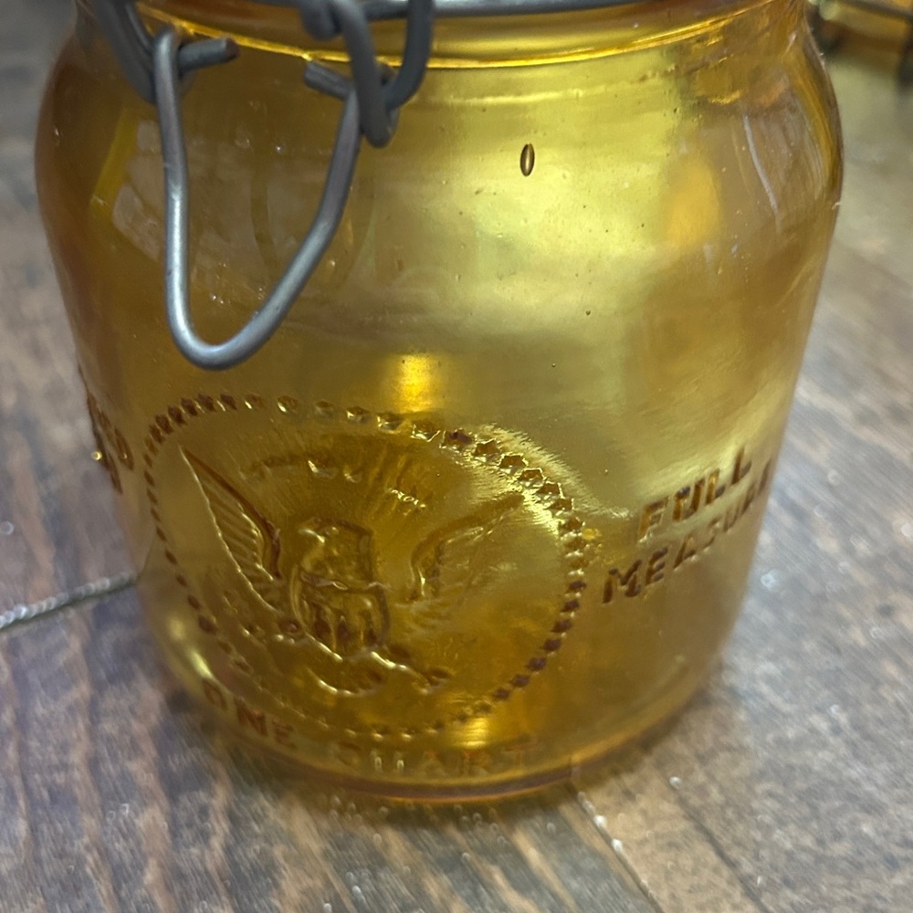 1965 Crownford China Co Italy‎ amber eagle mason one-quart jar - Picture 7 of 10